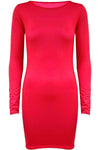 Red Long Sleeve Basic Bodycon Mini Dress - bejealous-com