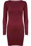 Red Long Sleeve Basic Bodycon Mini Dress - bejealous-com