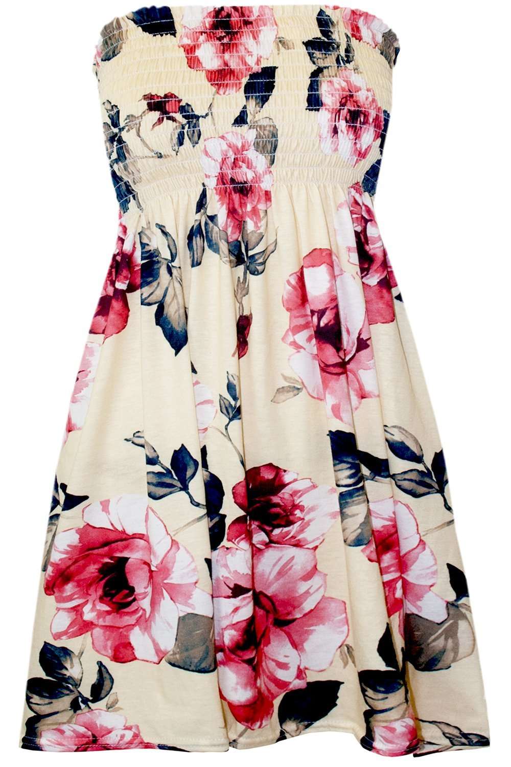 Navy Floral Print Strapless Mini Dress - bejealous-com