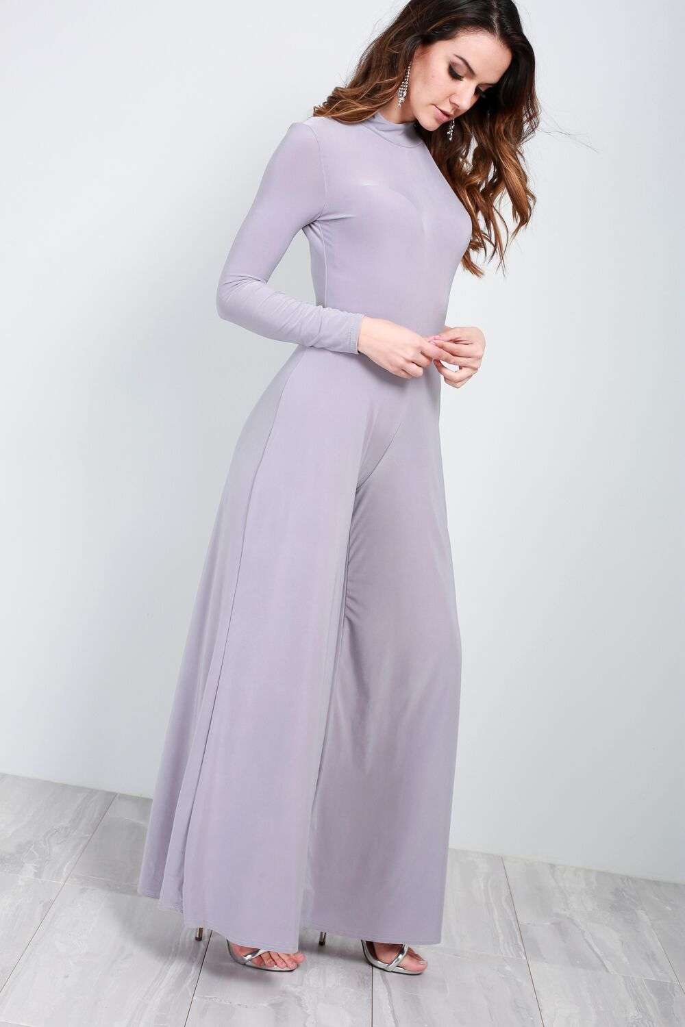 Reena One Sleeve Flare Leg Slinky Jumpsuit - bejealous-com