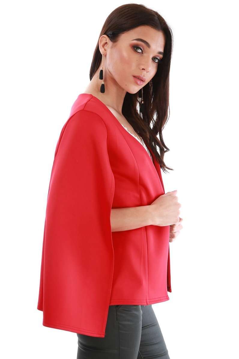 Renay Cape Sleeve Open Front Blazer Jacket - bejealous-com
