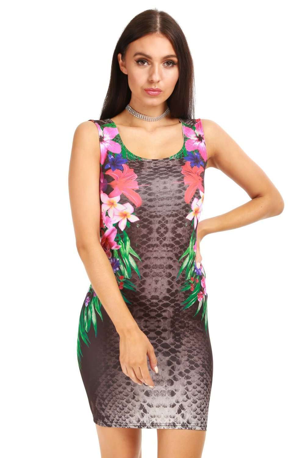Rhianne Black Floral Bodycon Mini Dress - bejealous-com