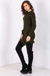 Long Sleeve Red Frayed Knitted Jumper - bejealous-com