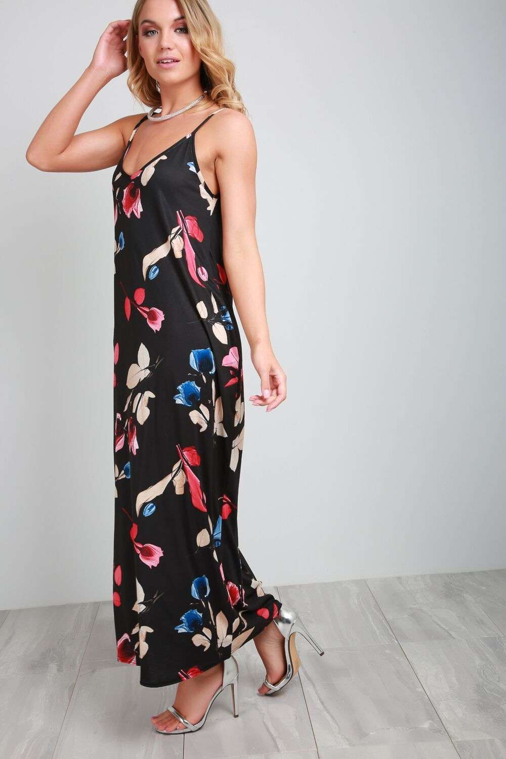 Rita Strappy Floral Print Maxi Dress - bejealous-com