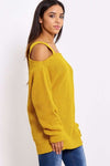 Saara Cold Shoulder Baggy Knitted Jumper - bejealous-com
