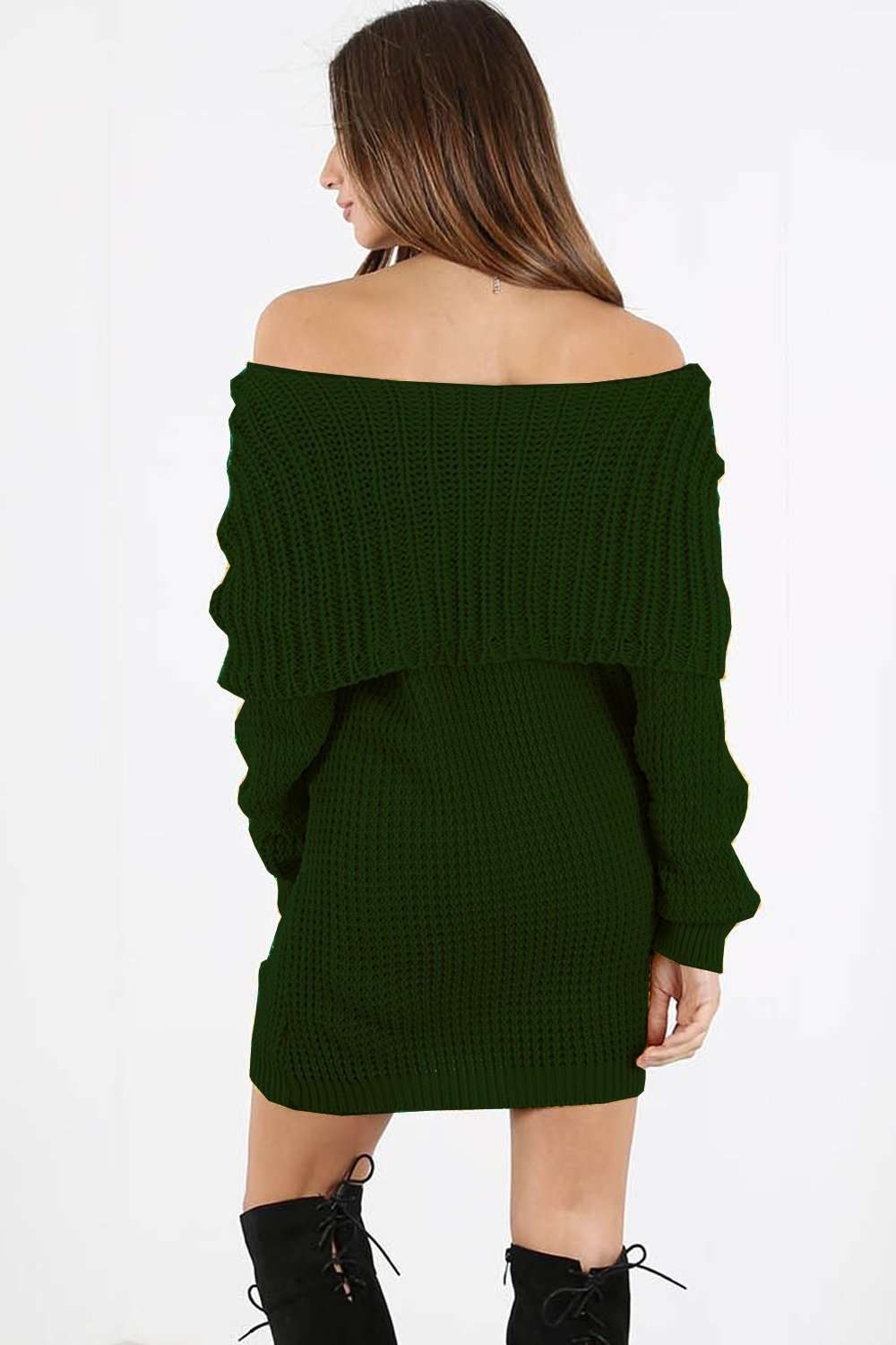 Off Shoulder Scallop Knit Jumper Dress - bejealous-com