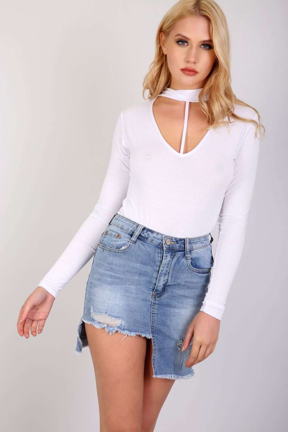 Sammie Long Sleeve Choker Neck Bodysuit - bejealous-com