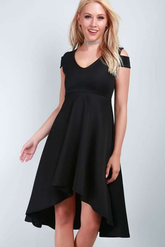 Sara Cold Shoulder Midi Swing Dress - bejealous-com