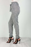 Shian High Waisted Belted Monochrome Trousers - bejealous-com