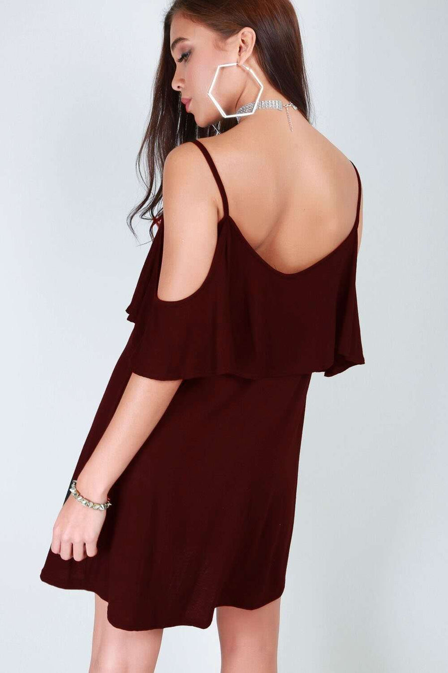 Sienna Strappy Cold Shoulder Frill Mini Dress - bejealous-com