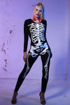 Skeleton Graphic Print Halloween Jumpsuit - bejealous-com