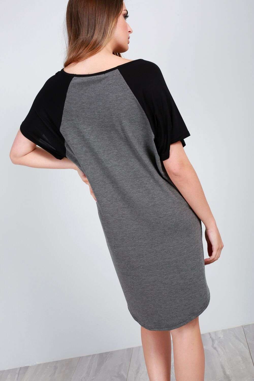 Sofia Oversized Curved Hem Tshirt Dress - bejealous-com