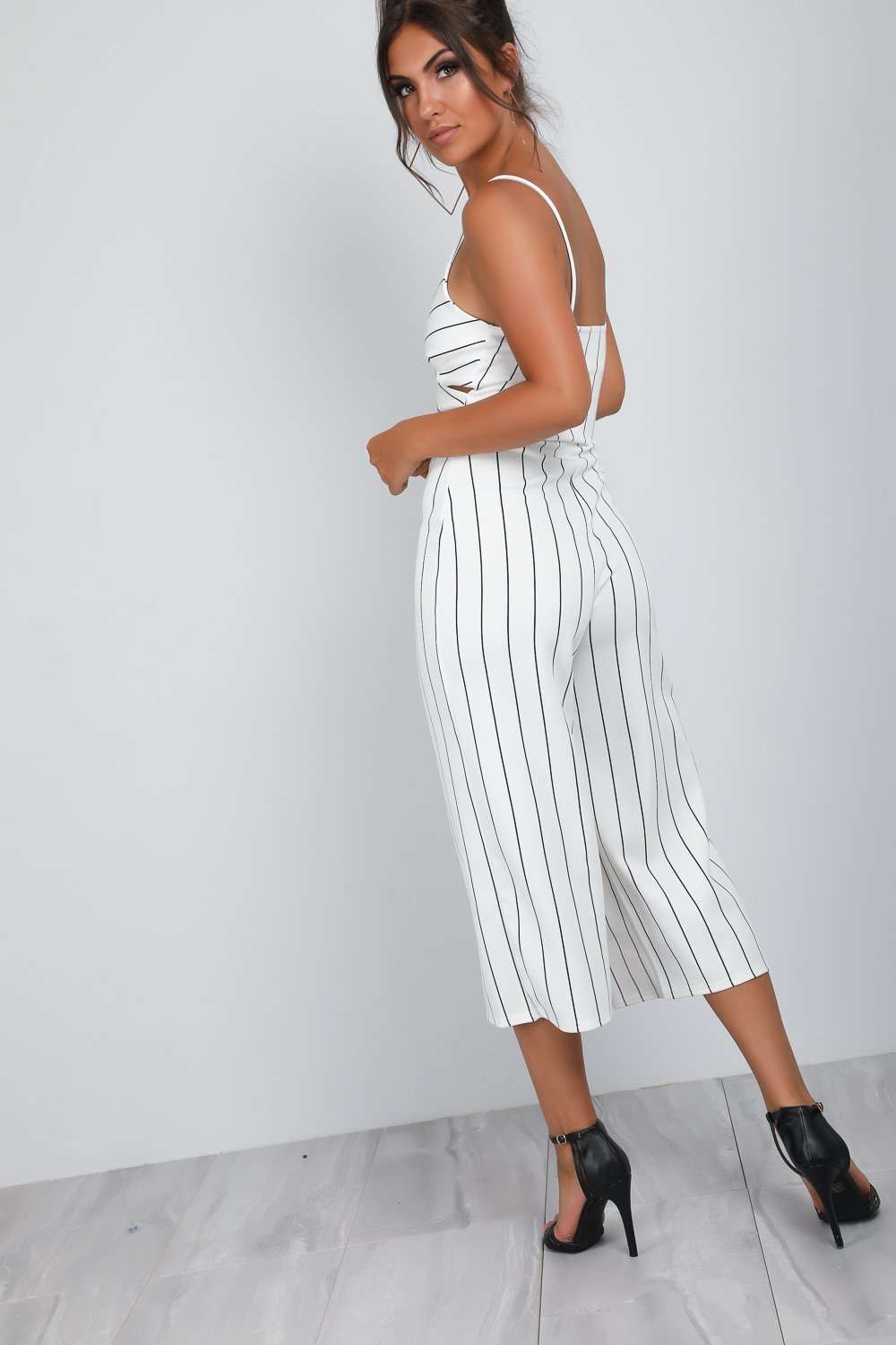 Sofia Pin Stripe Cropped Leg Jumpsuit - bejealous-com
