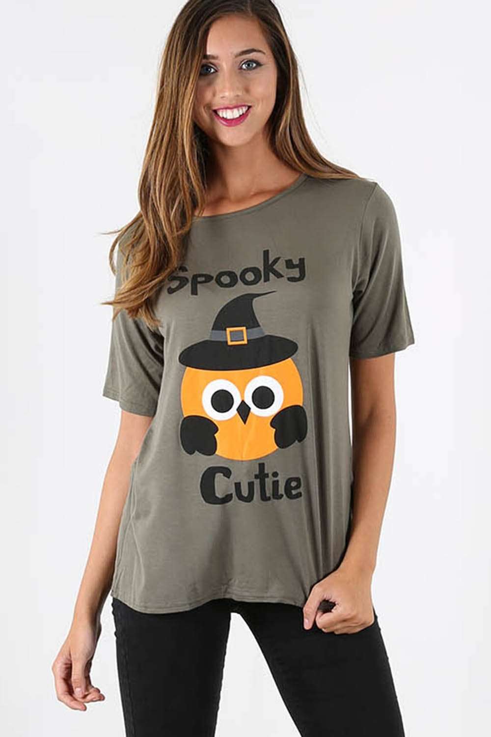 Spooky Slogan Print Halloween Tshirt - bejealous-com