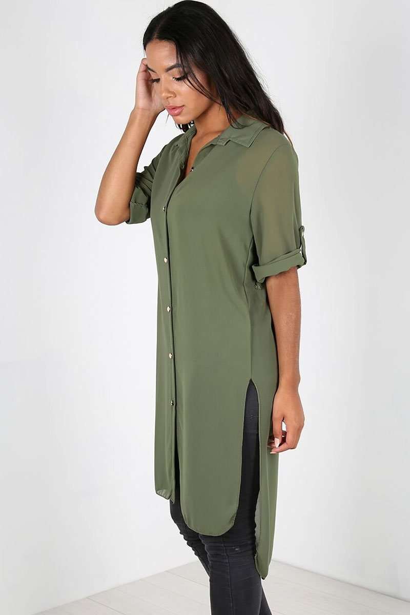 Tallia Curved Hem Chiffon Shirt Dress - bejealous-com