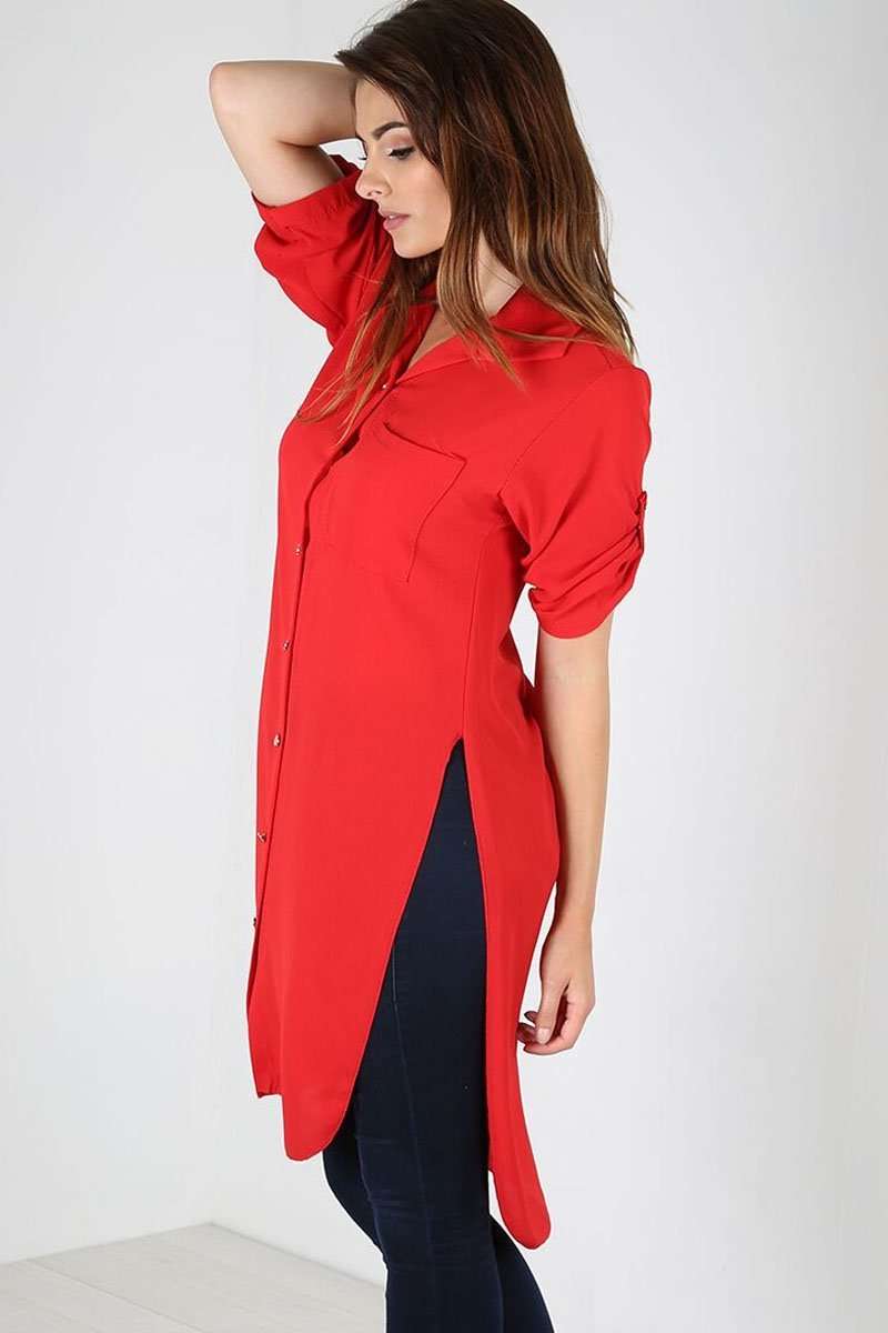 Tallia Curved Hem Chiffon Shirt Dress - bejealous-com