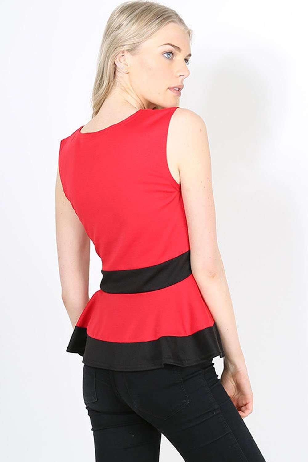 Teresa Contrast Waist Panel Peplum Top - bejealous-com