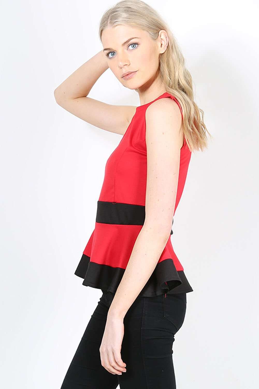 Teresa Contrast Waist Panel Peplum Top - bejealous-com