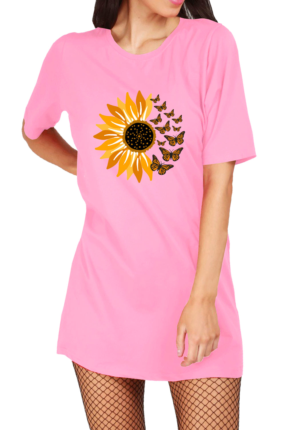 Lina Sunflower Butterfly Baggy T Shirt Dress