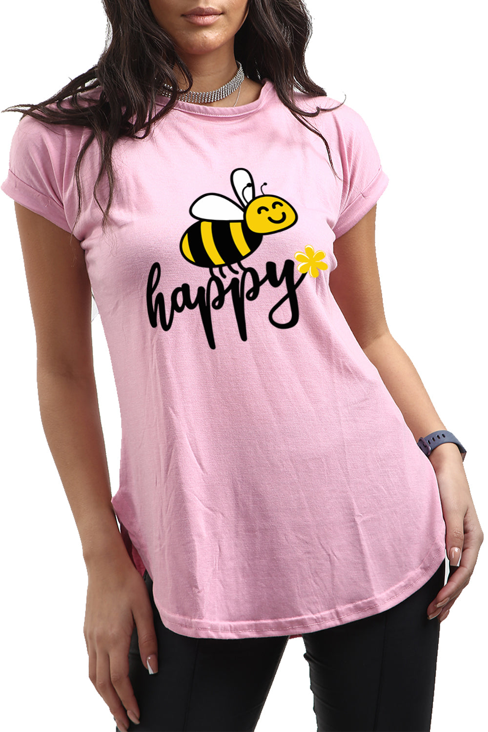 Julie Be Happy Print Basic T Shirt