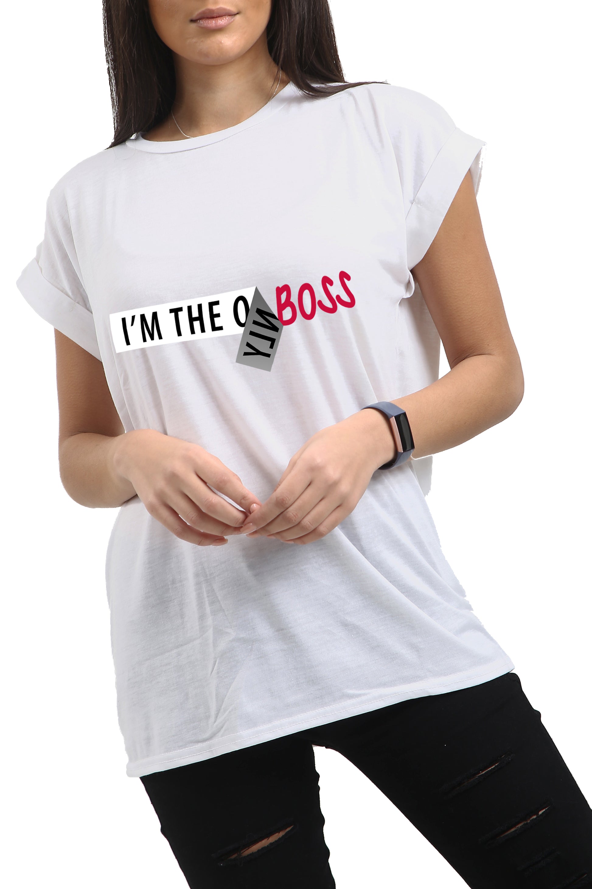 Esme I'M THE BOSS Printed Basic Top