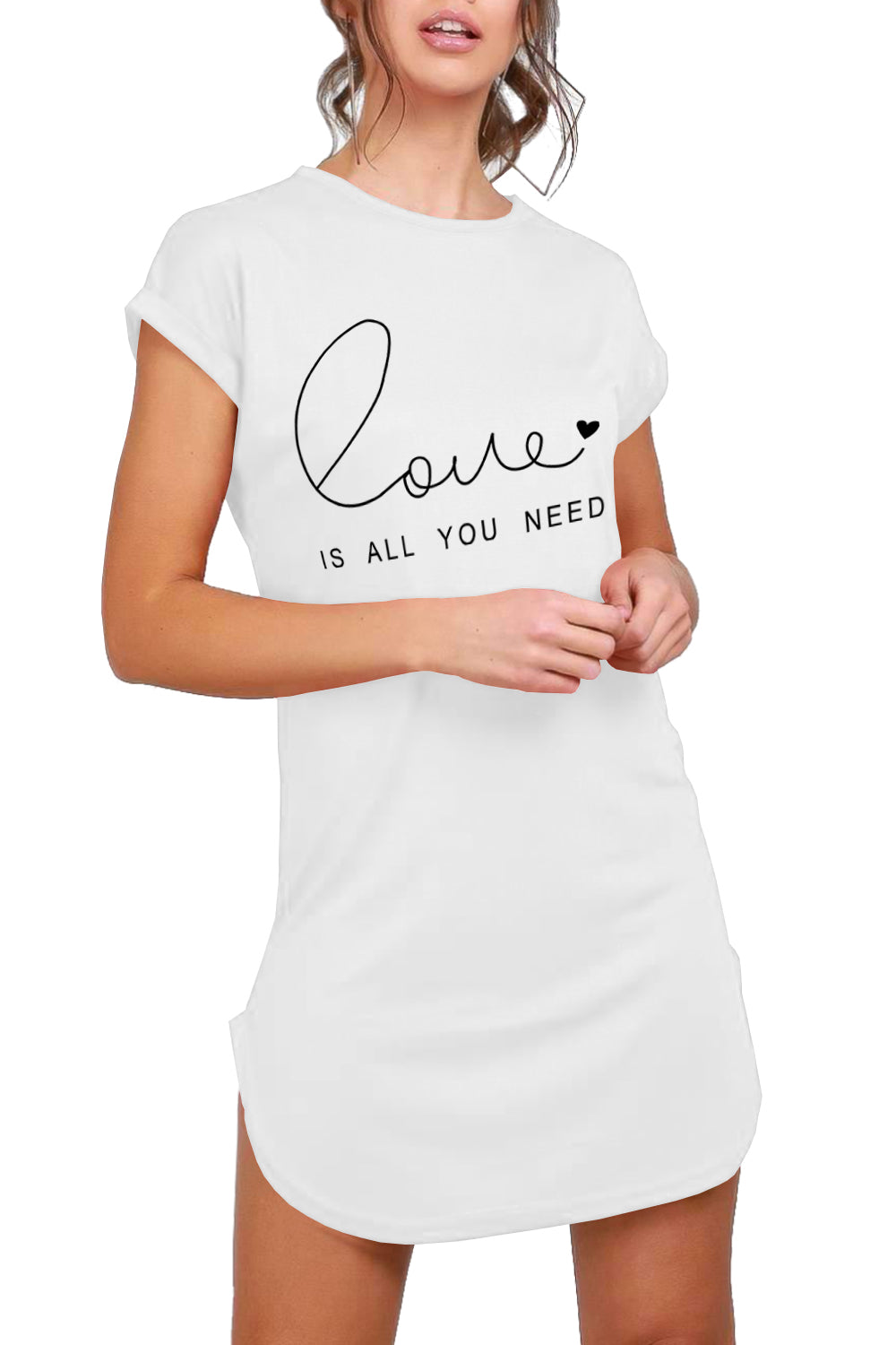 Norah Love Printed Curved Hem TShirt Dress