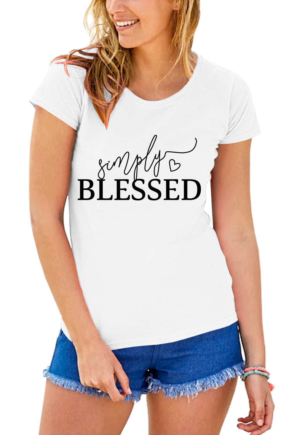 Kiara Simply Blessed Printed Basic T Shirt