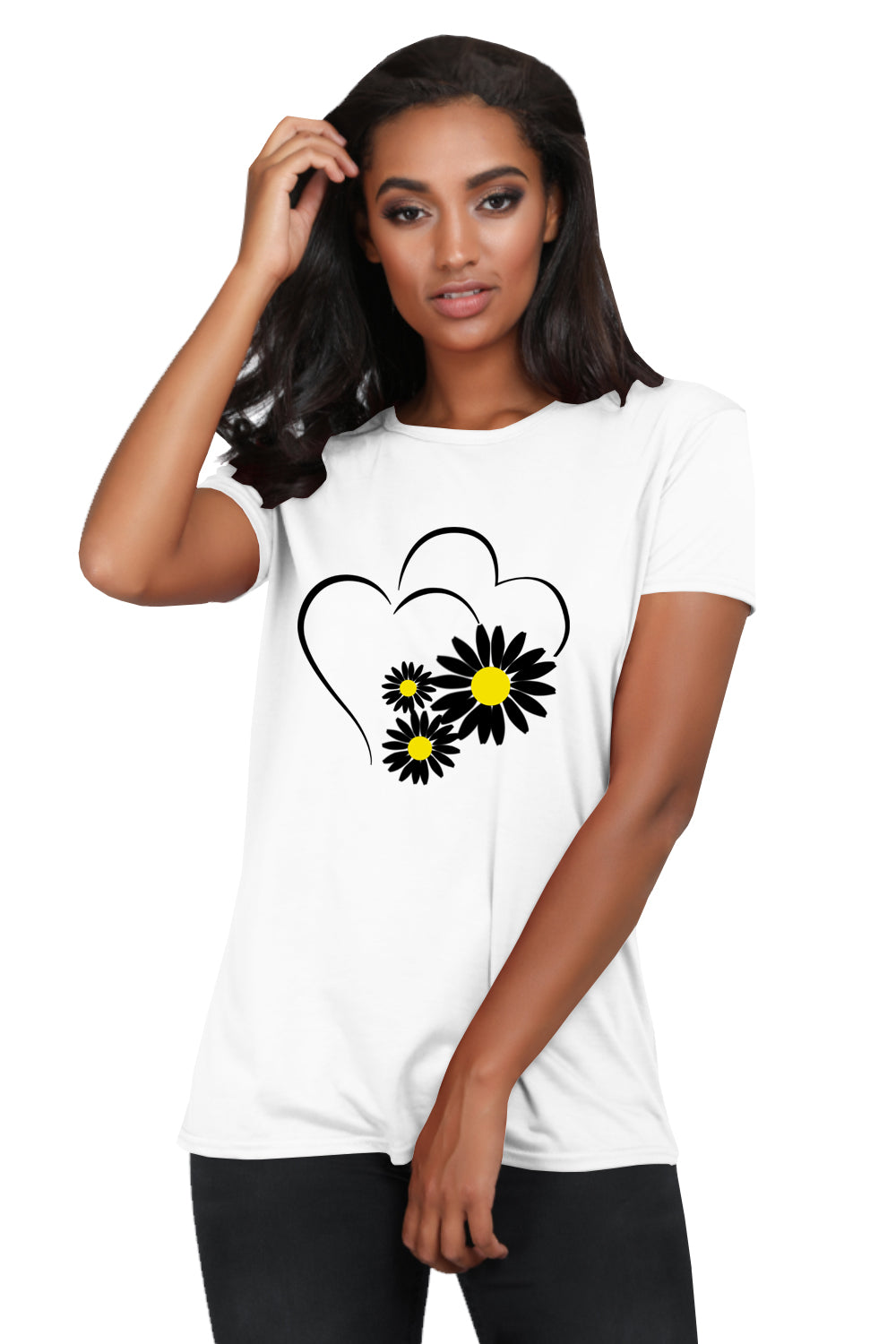 Julia Twin Heart Floral Baggy T Shirt