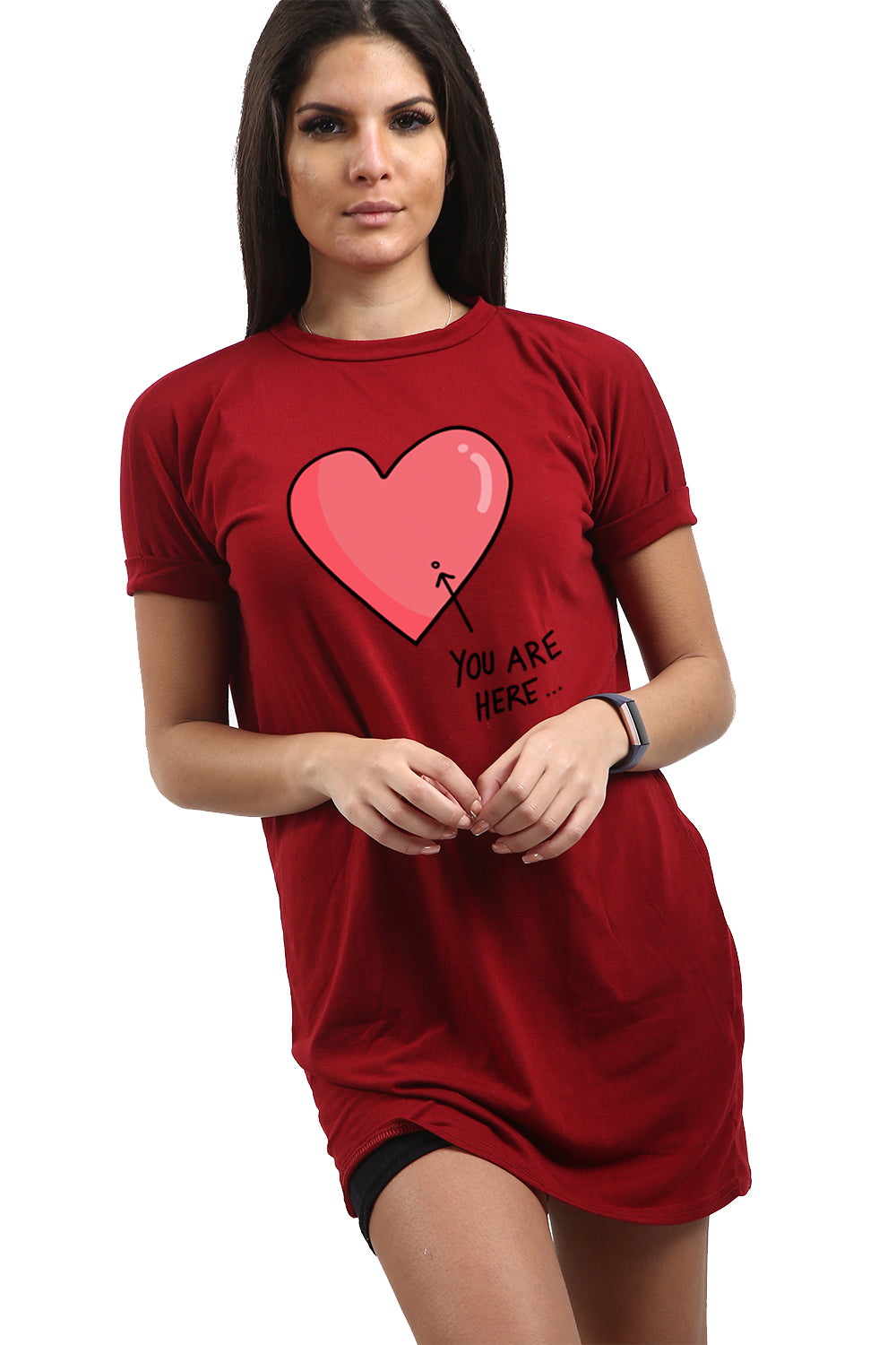Dani You Are Here Heart Tunic T Shirt Dress
