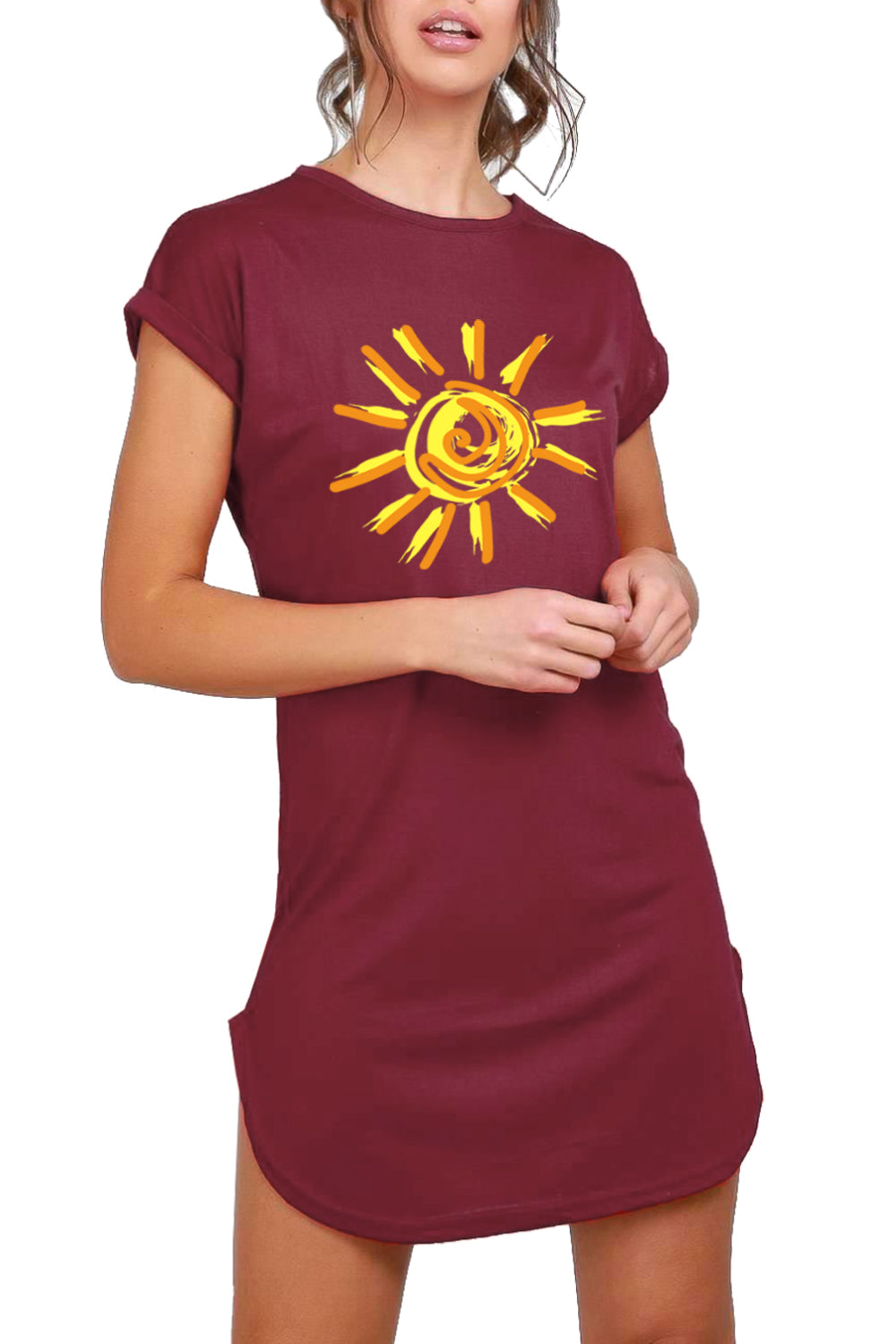 Ruth Sun Printed Curved Hem T Shirt Dress