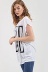 Love Slogan Print Oversized Roll Sleeve Tshirt - bejealous-com