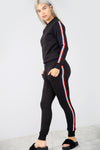 Long Sleeve Side Stripe Lounge Wear Coord - bejealous-com