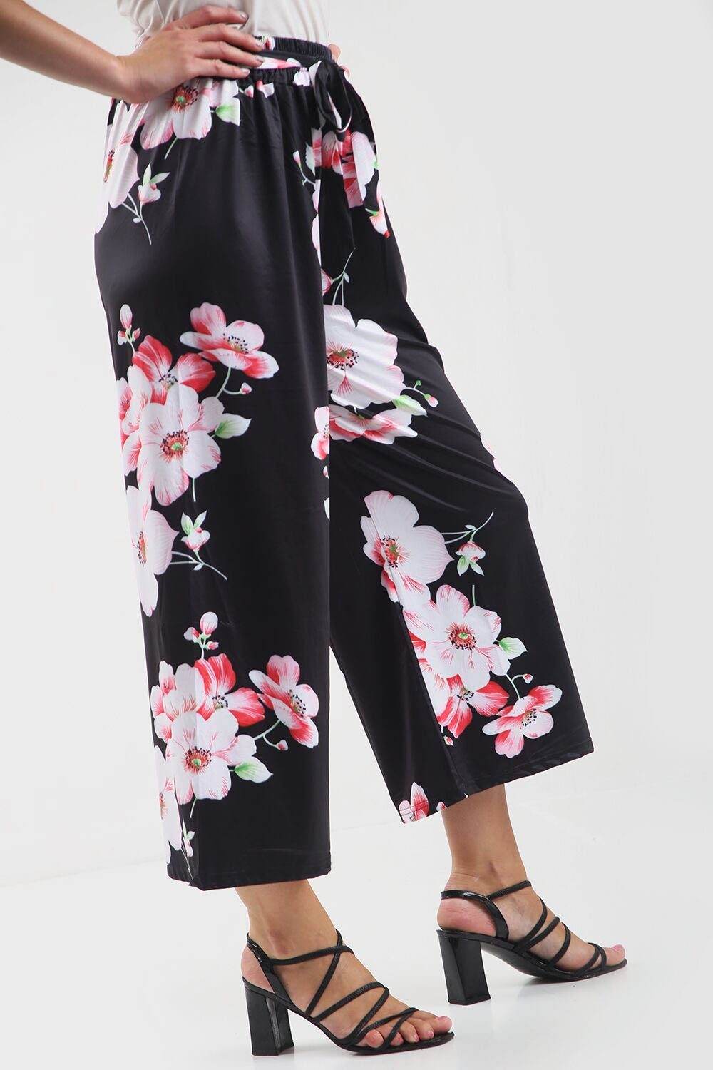 High Waist Floral Print Wide Leg Culotte Trousers - bejealous-com