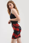 High Waisted Red Floral Print Mini Tube Skirt - bejealous-com