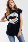 Leopard Print Lips Graphic Print Baggy Tshirt - bejealous-com