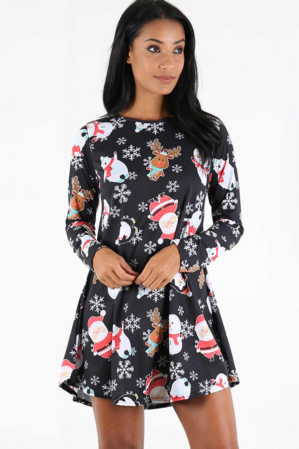 Gracie Long Sleeve Christmas Print Dress
