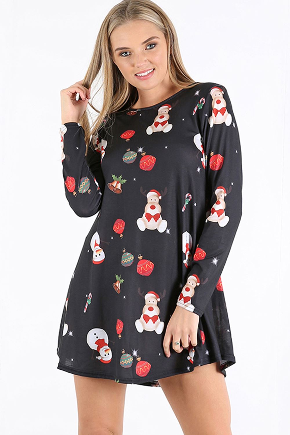 Gracie Long Sleeve Christmas Print Dress