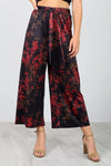 High Waist Red Floral Print Culotte Trousers - bejealous-com