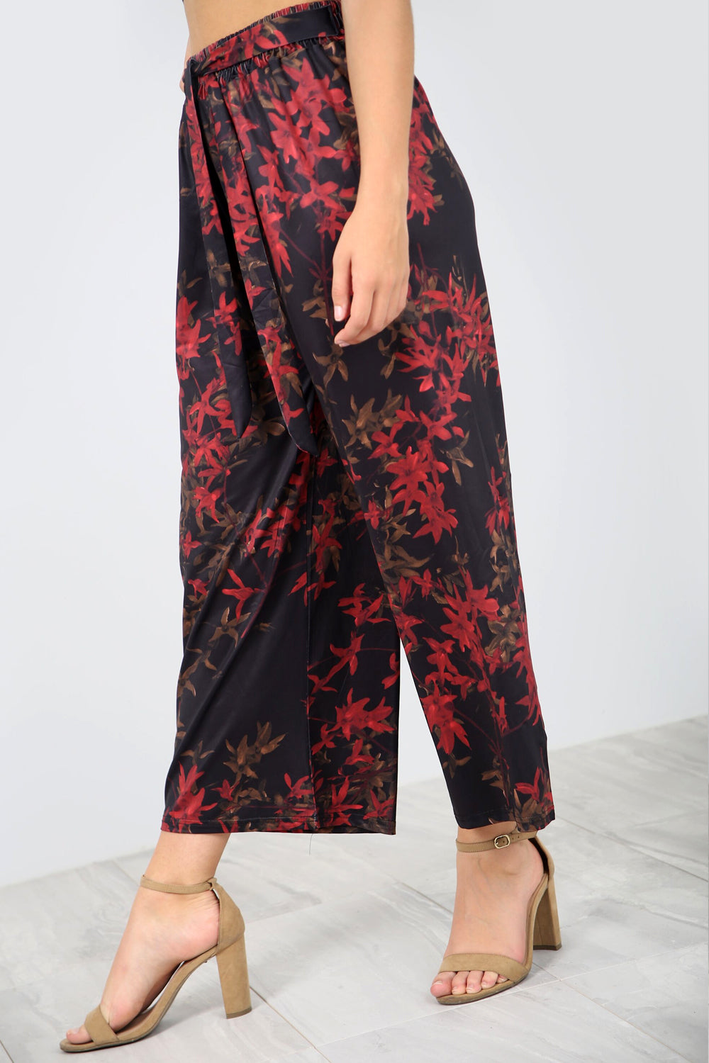 High Waist Floral Print Cropped Leg Culottes - bejealous-com
