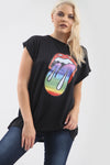 Rainbow Graphic Print Oversized Bat Wing Tshirt - bejealous-com