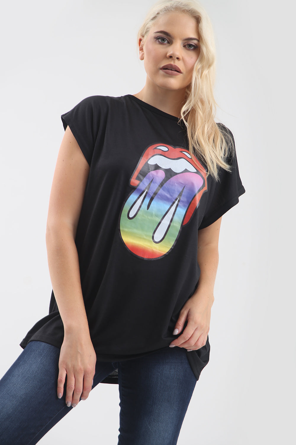 Rainbow Graphic Print Oversize Basic Tshirt - bejealous-com