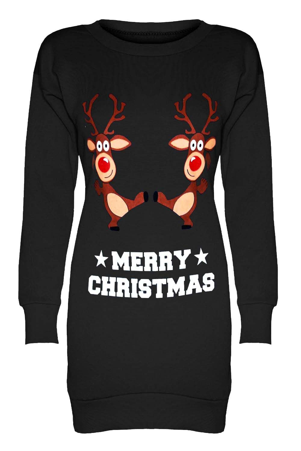Merry Christmas Reindeer Print Red Jumper - bejealous-com