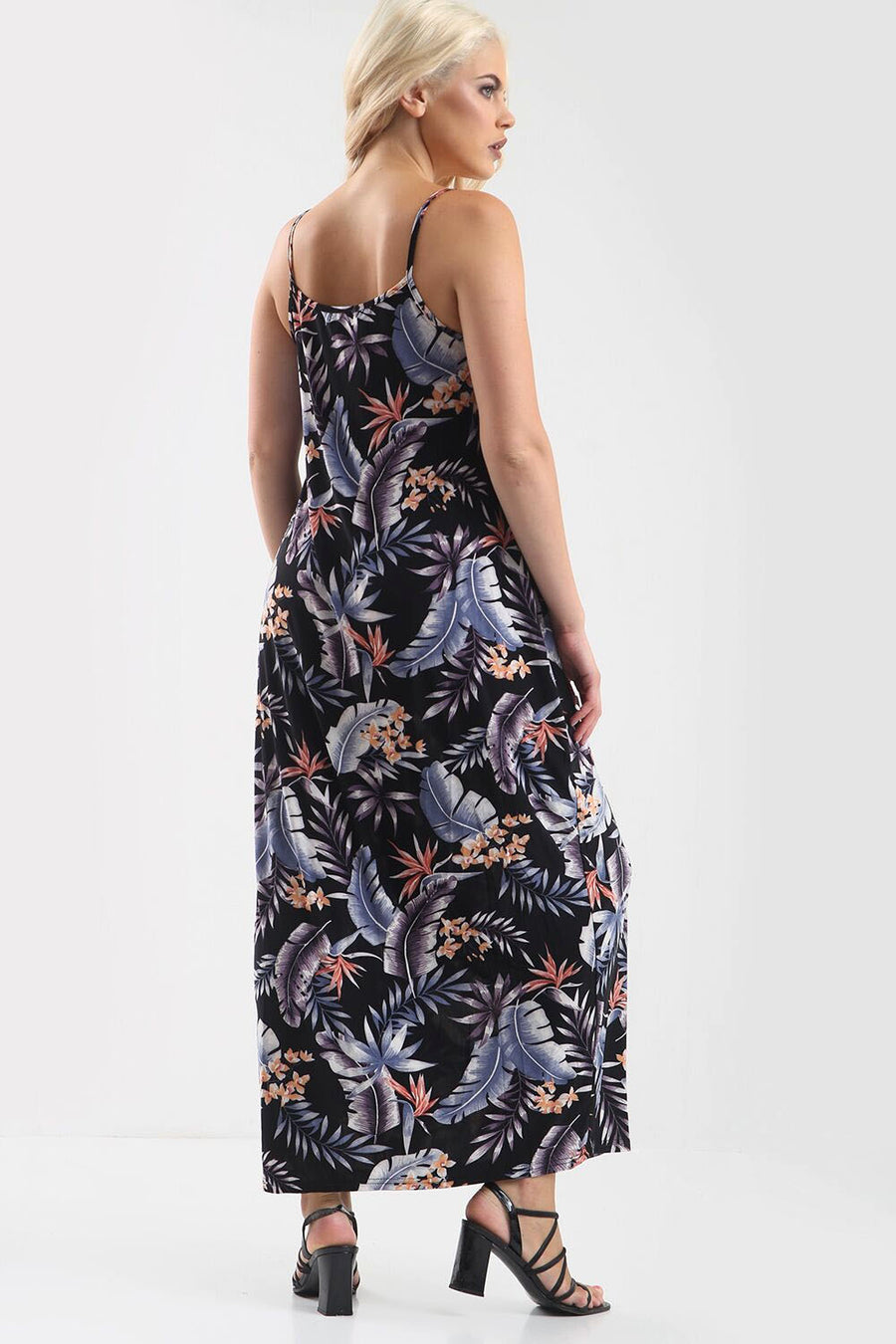 Blue Tropical Floral Print Loose Fit Maxi Dress - bejealous-com