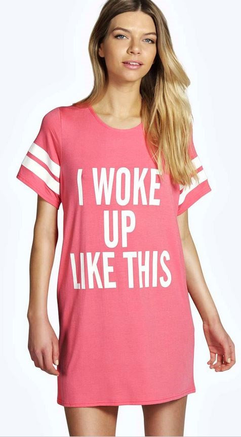 Plus I Woke Up Like This Slogan Night Dress