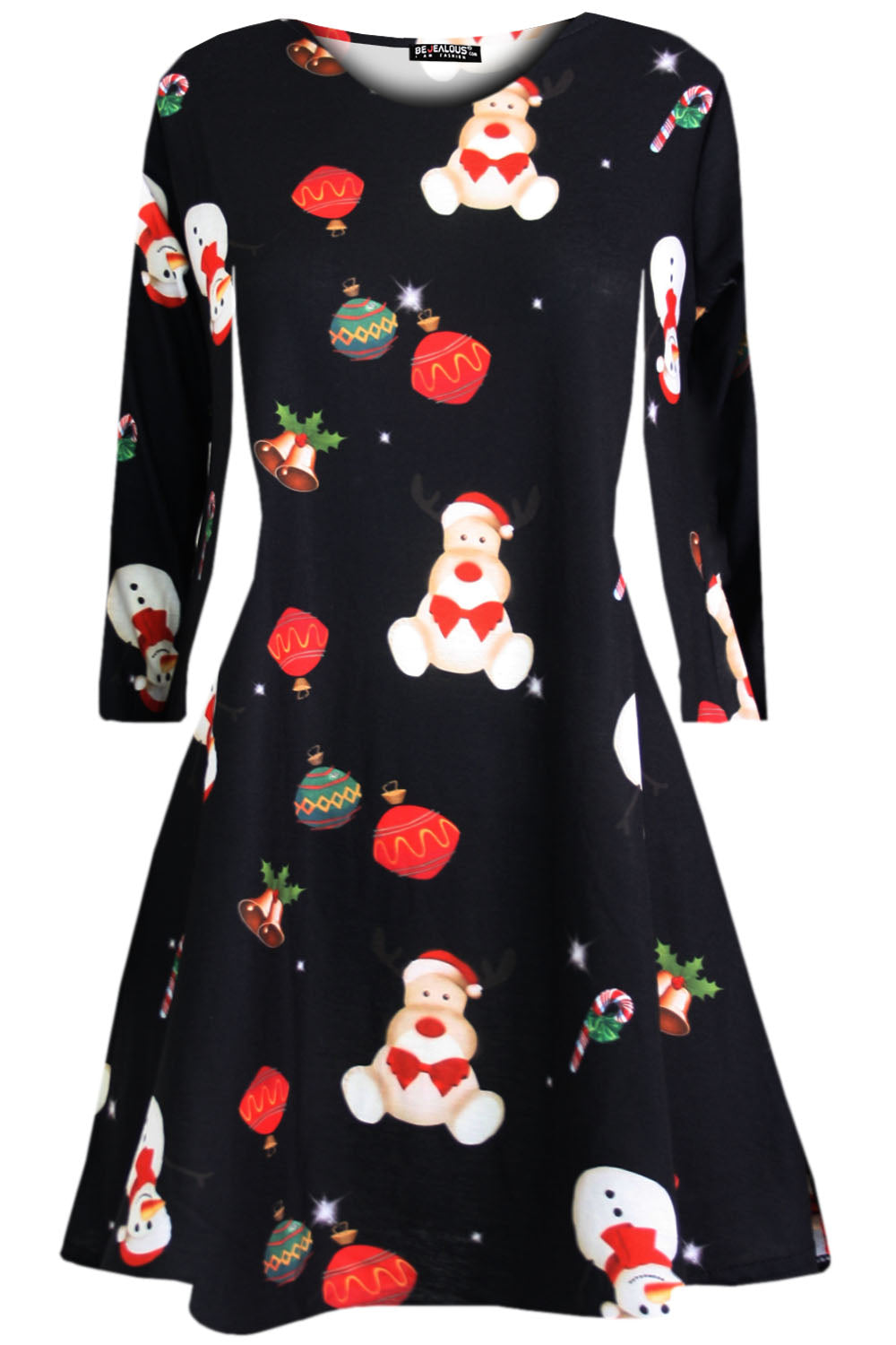 Gracie Long Sleeve Christmas Print Dress