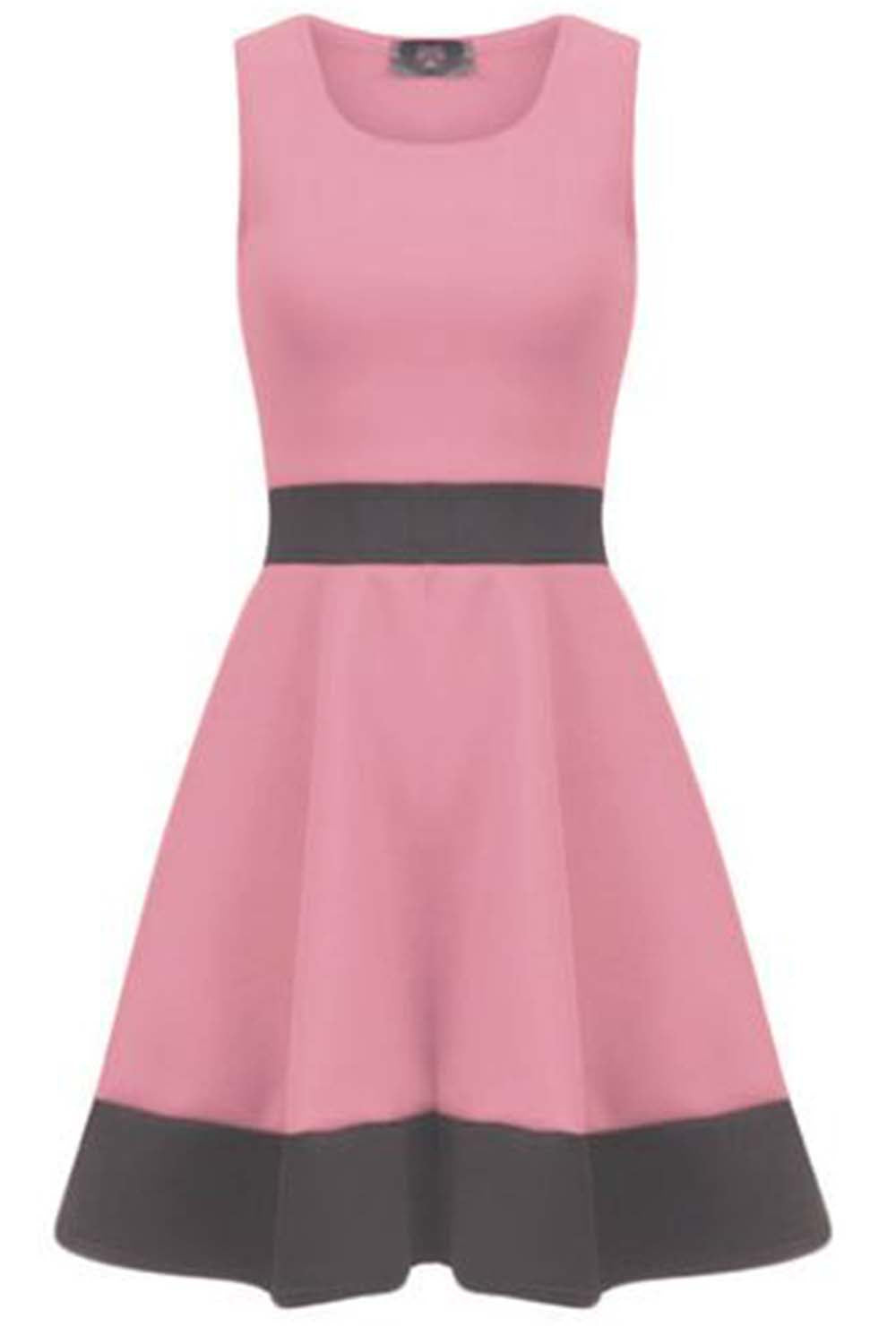 Danielle Sleeveless Monochrome Paneled Skater Dress