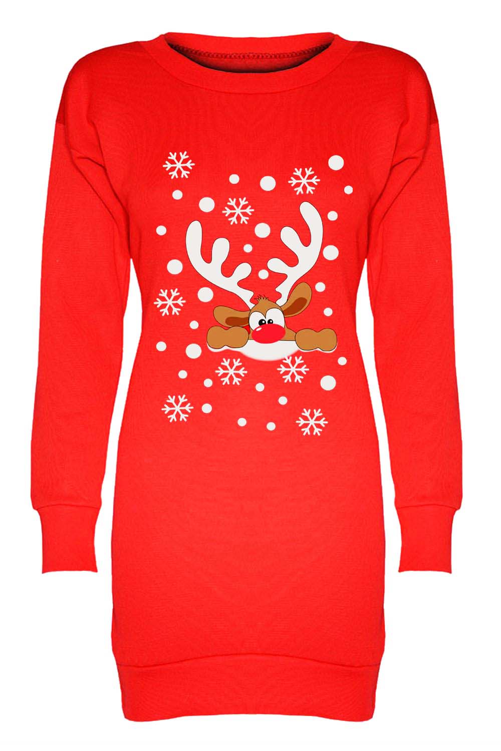 Reindeer Graphic Print Christmas Jumper Dress - bejealous-com