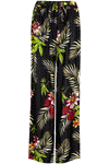 High Waist Yellow Tropical Print Wide Leg Pants