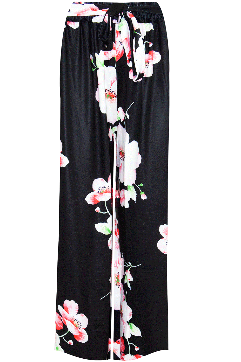 High Waist Yellow Tropical Print Wide Leg Pants