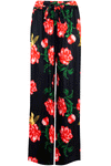 High Waist Yellow Tropical Print Wide Leg Pants